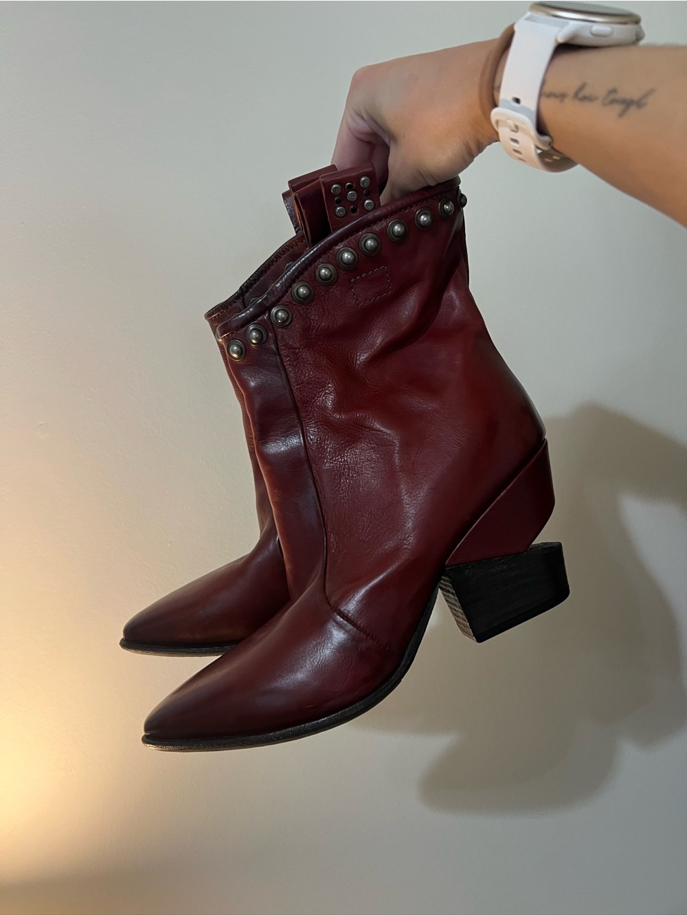 A.S. 98 red studded ankle boots